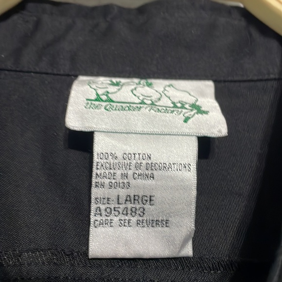 Quacker Factory Black Embroidered Floral Button Down Shirt Size L QVC - Picture 4 of 8